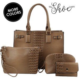 Croc Embossed Tote Work Travel Set